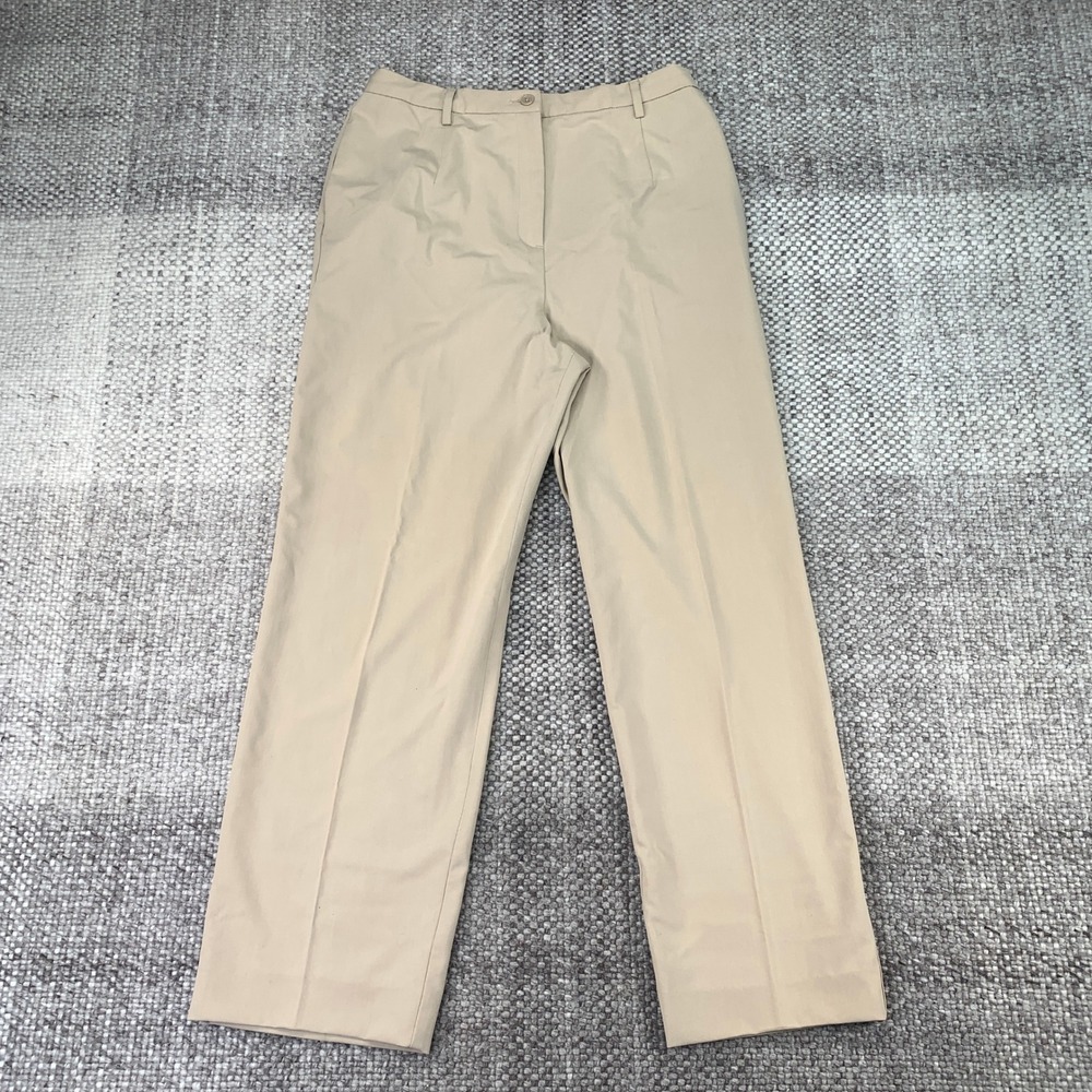 Pendleton Trousers Womens 12 Beige High Rise Straight Leg Pleated Chino Pants